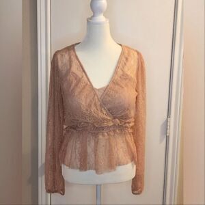 Mesh Peplum Blouse